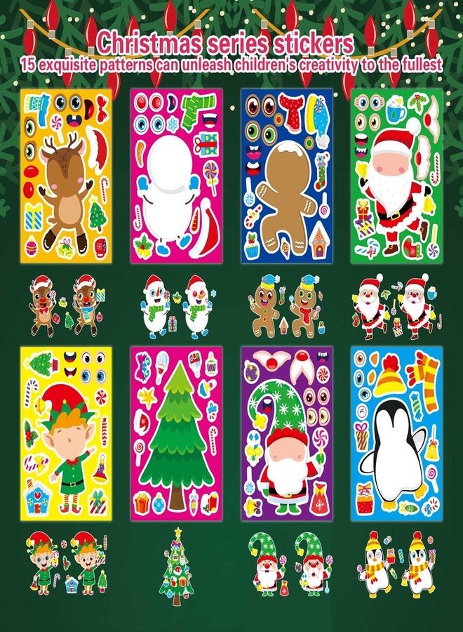 DUJAA 32 Sheets Christmas Stickers for Kids, Make Your Own Characters Mix and Match Sticker, Make a Face Stickers Winter Holiday Gift, Xmas Party Games Sticker Christmas Party Favor - Image 3